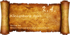 Königsberg Axel névjegykártya